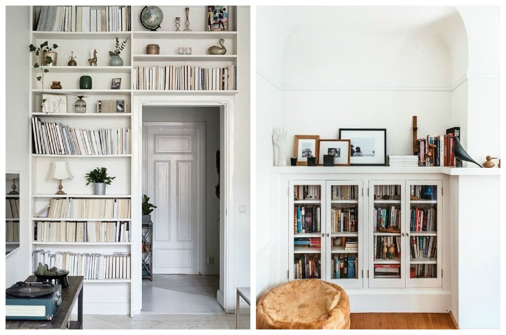 Bookshelves around the door