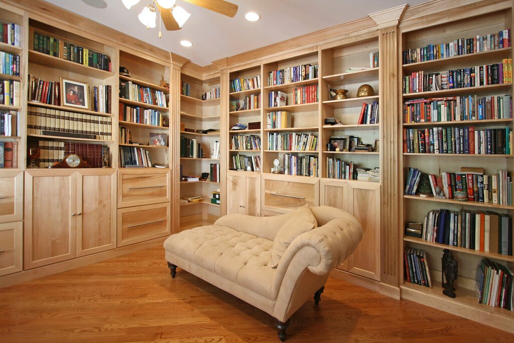 Bookshelves in the interior 33 фото