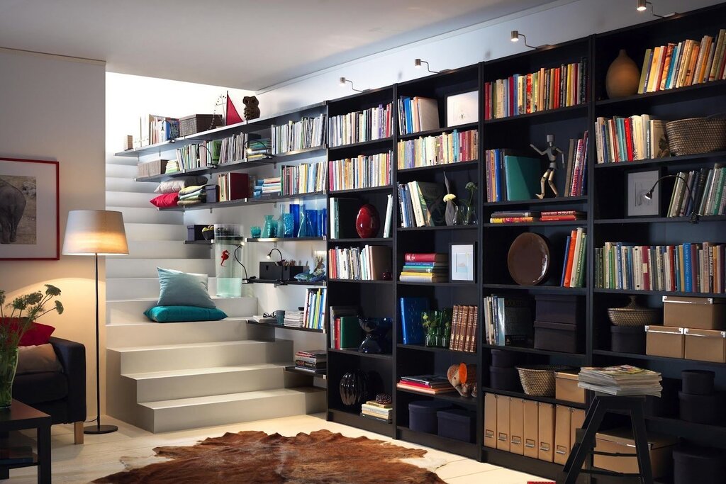 Bookshelves in the interior