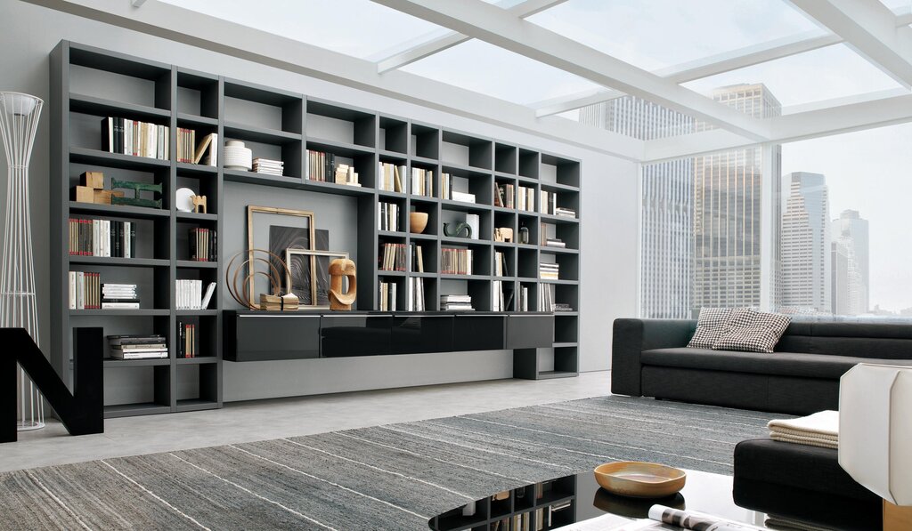 A bookcase in a modern style