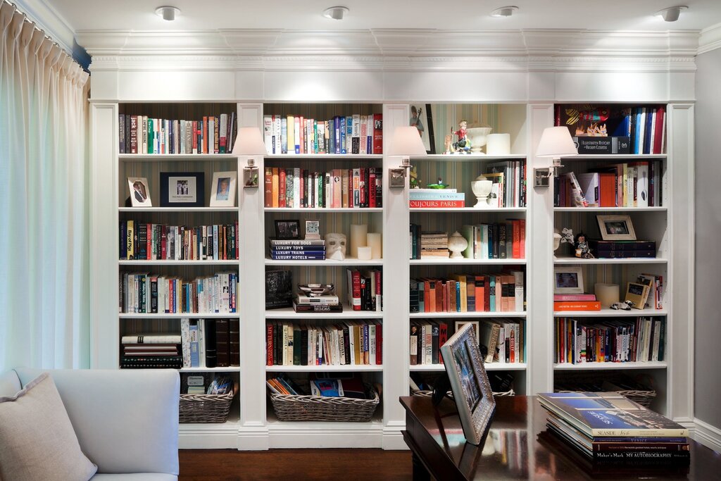 A bookcase covering the entire wall