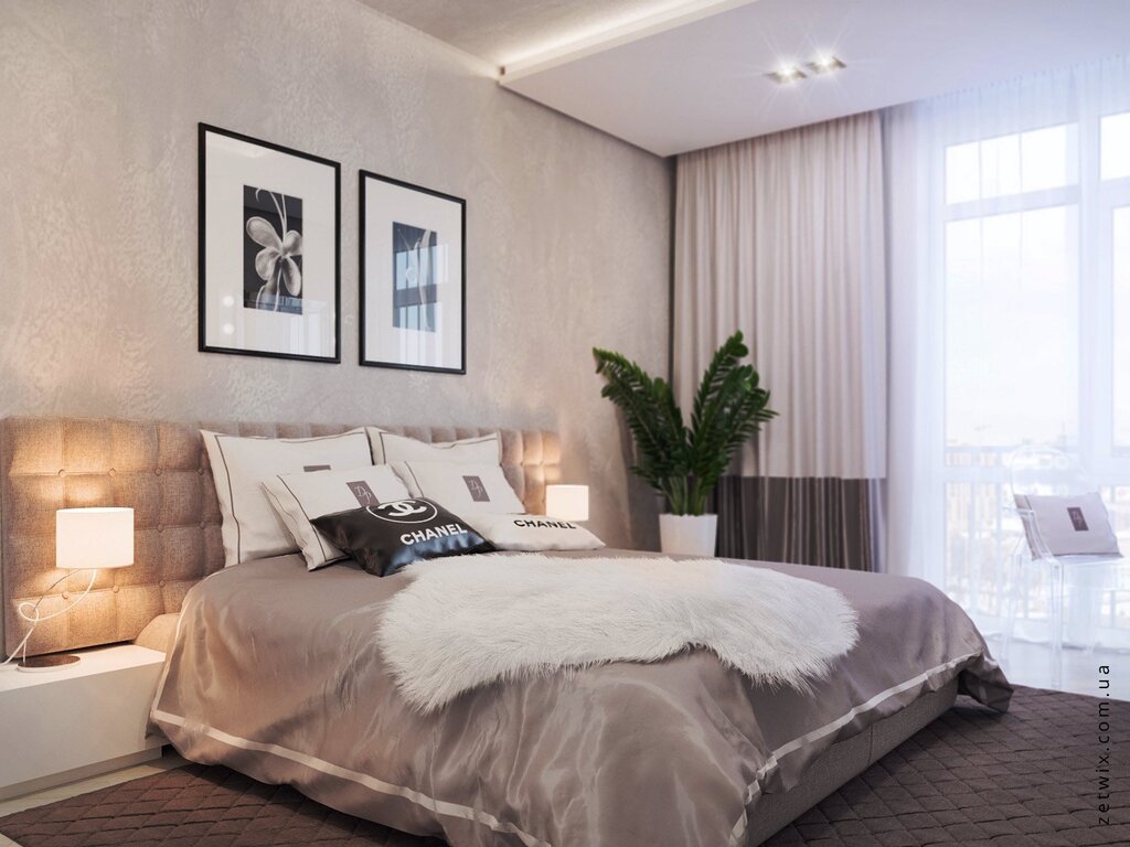 Coffee-colored walls in the bedroom