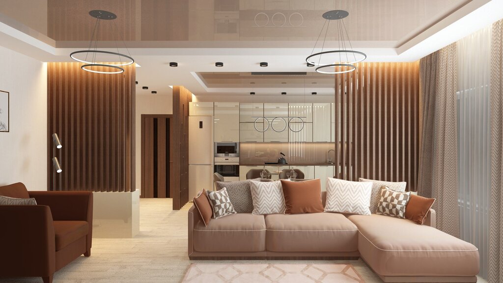 Coffee color in the living room interior