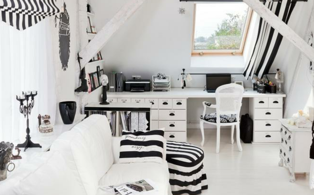 A black and white room for a teenage girl