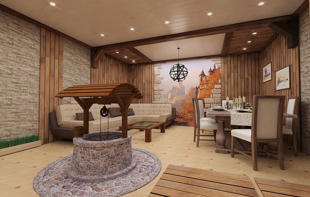 The relaxation room in the sauna