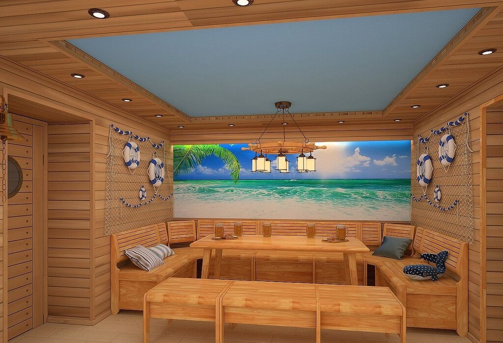 The relaxation room in the sauna