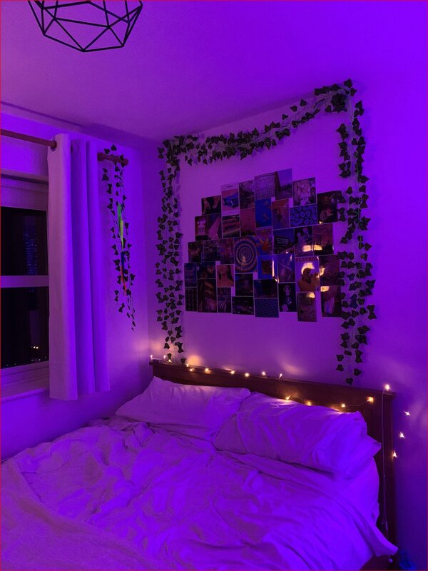 A room with purple lighting