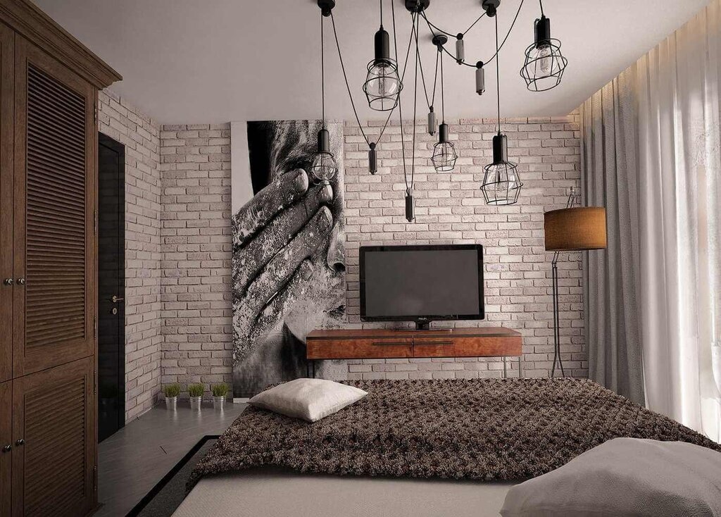 The room with brick wallpaper