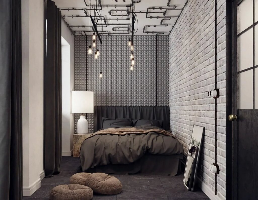 The bedroom in loft style