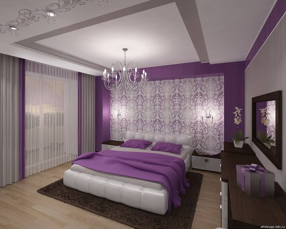 A room in purple color