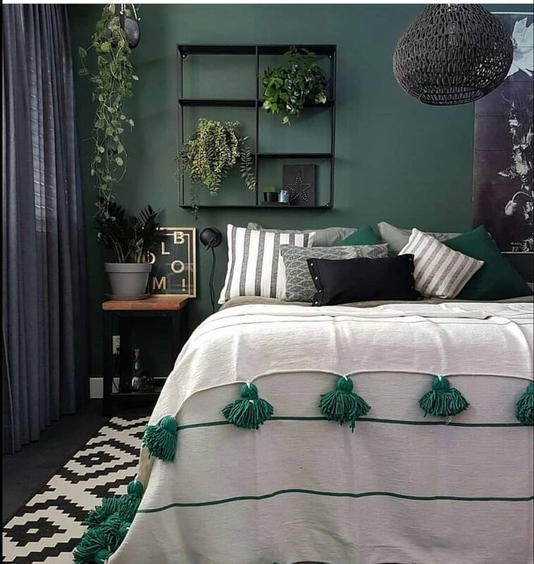 A room in gray-green tones