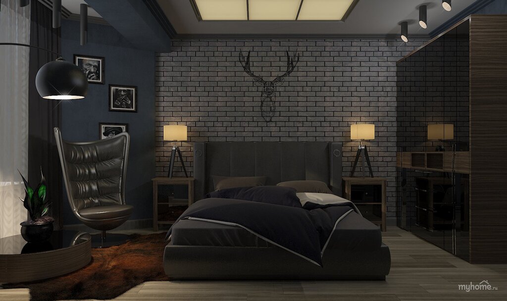 A loft-style room for a man