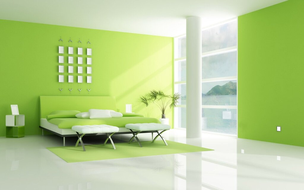 A room in a green style