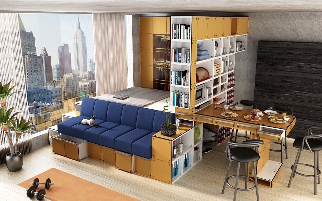 Compact furniture for a small apartment