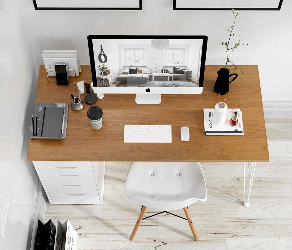 A computer desk in loft style