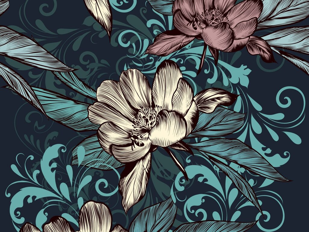 Brown wallpaper with flowers