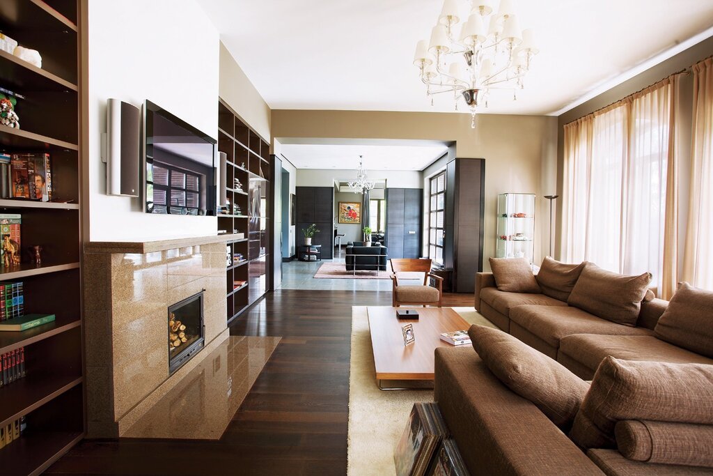 Brown living room interior