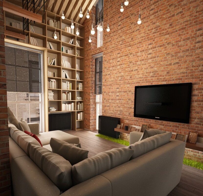 Brown brick in the interior