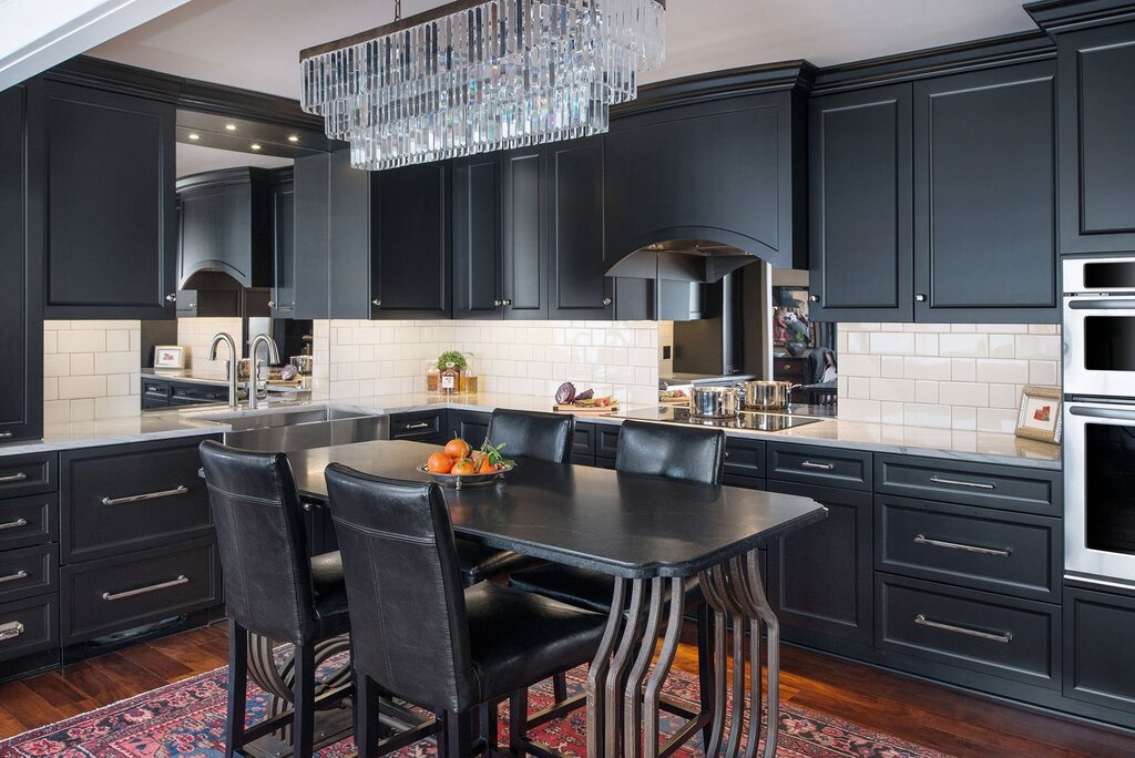 Brown kitchen set in the interior