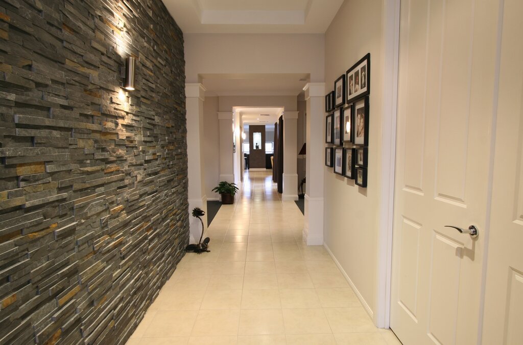 A corridor made of decorative stone