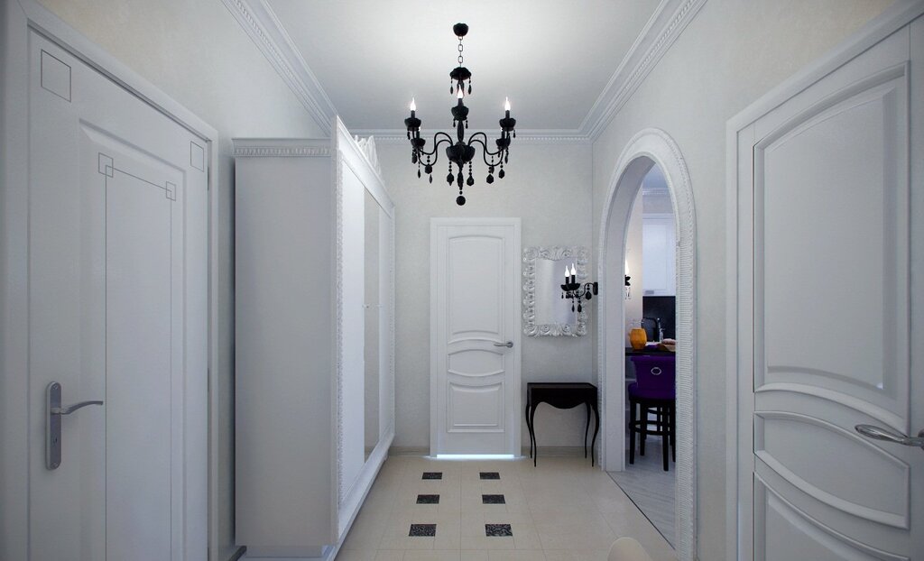 The corridor with white doors