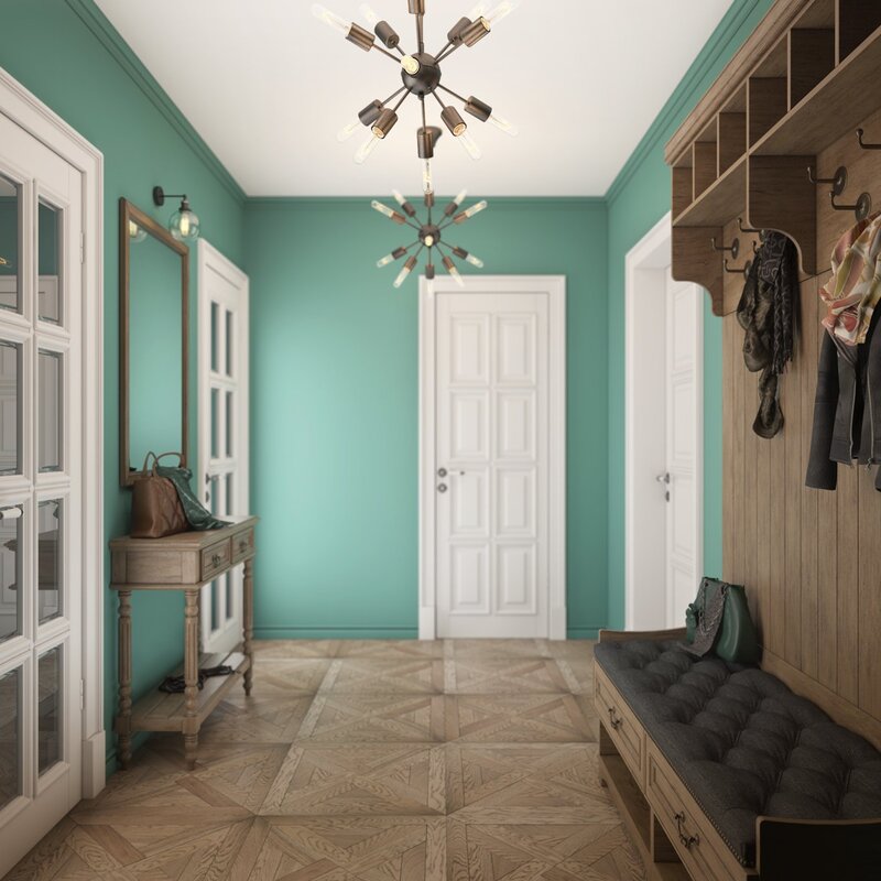 A corridor in mint color