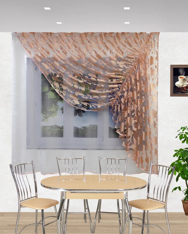 Slanted curtain for the kitchen