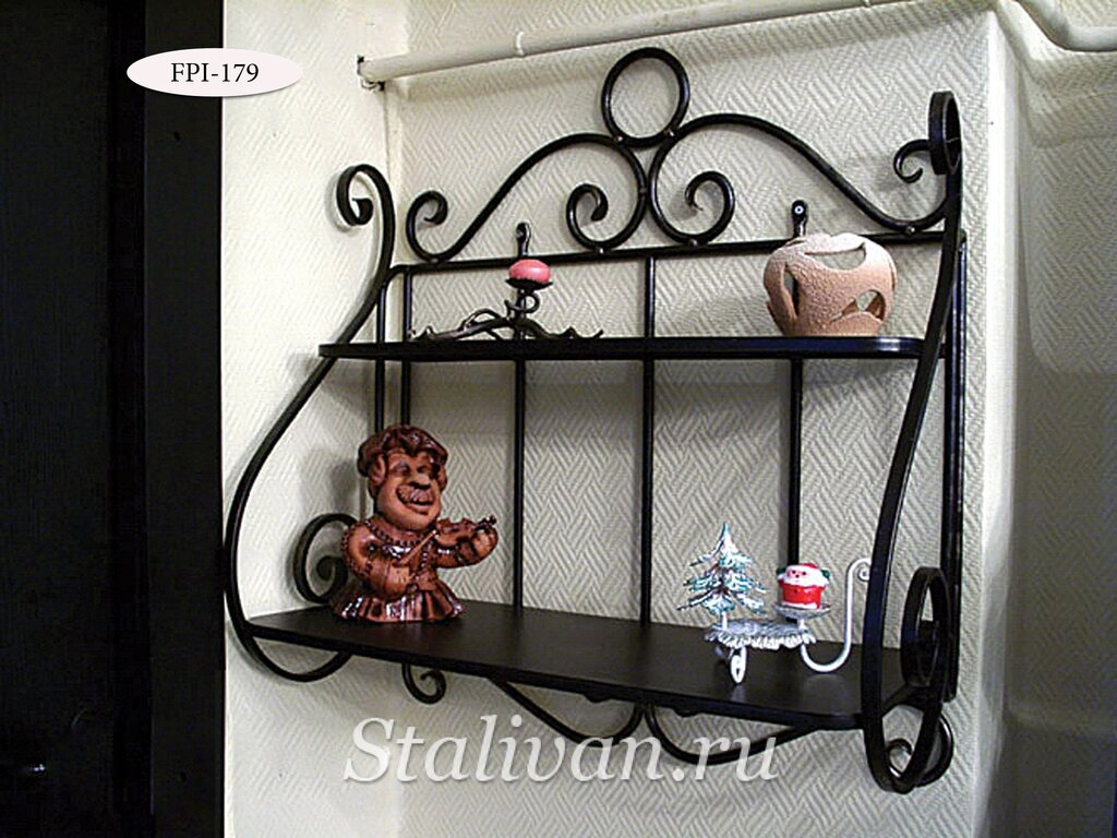 Wrought iron wall shelves