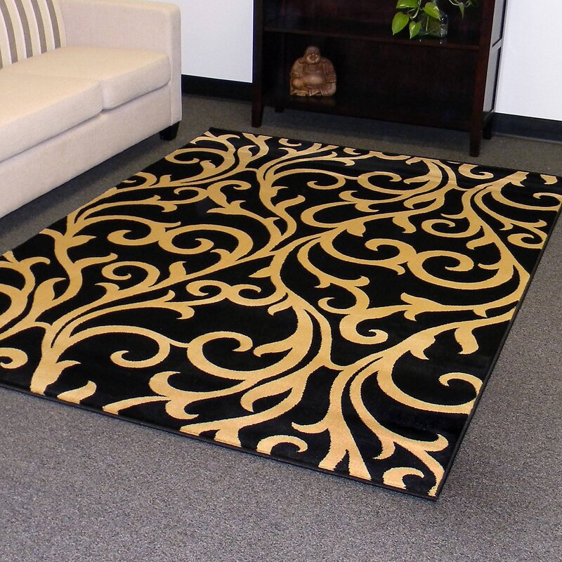 The rug is white with gold