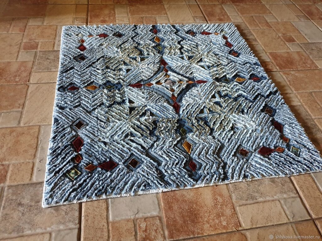 A rug made from old jeans