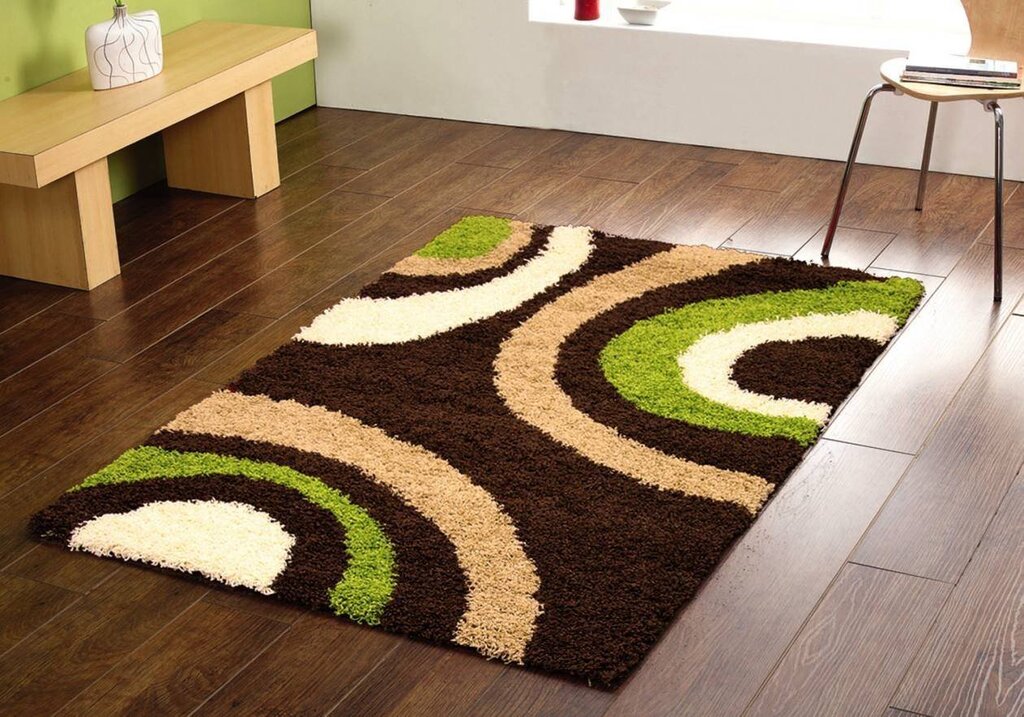 Puzzle rug with pile