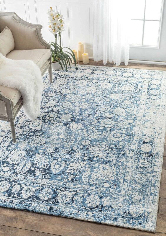 A rug with a distressed effect