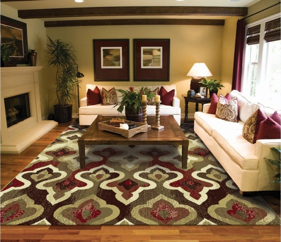 A rug in the kitchen living room interior