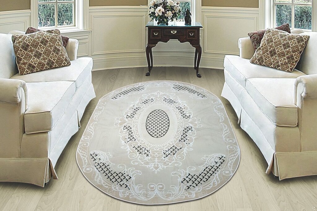 Oval carpet for the living room floor