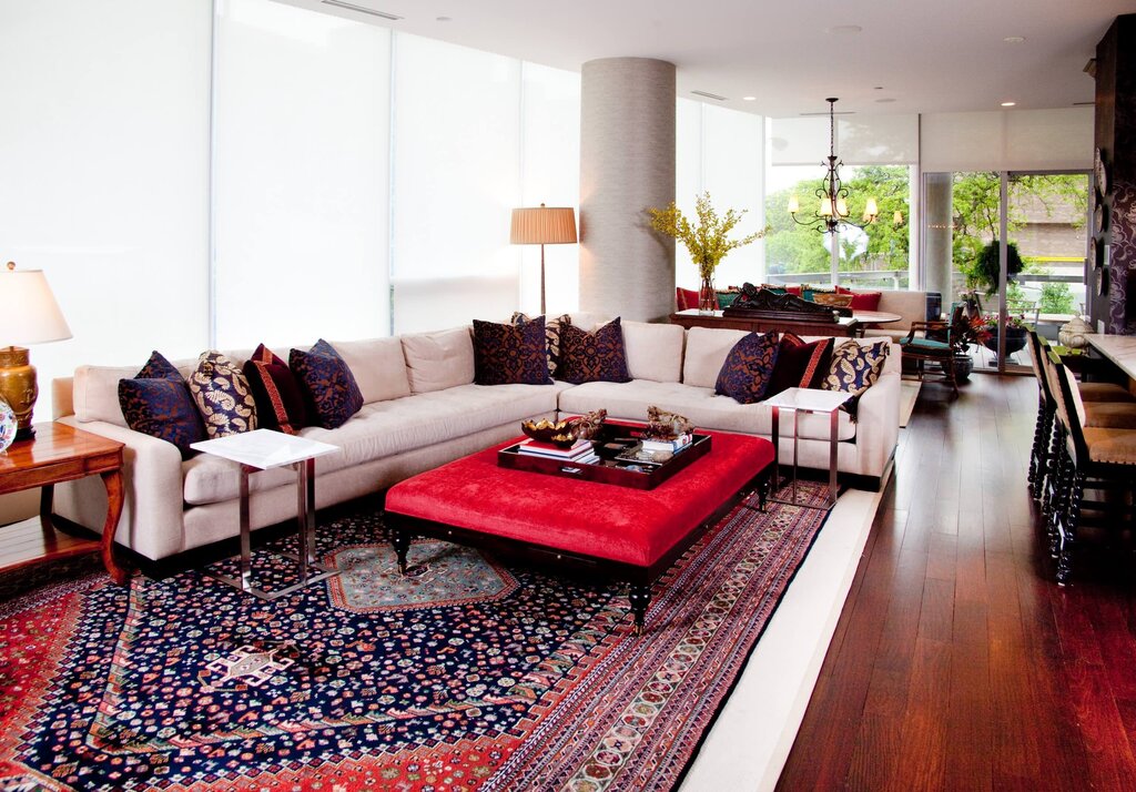 Rugs in the modern living room interior 20 фото