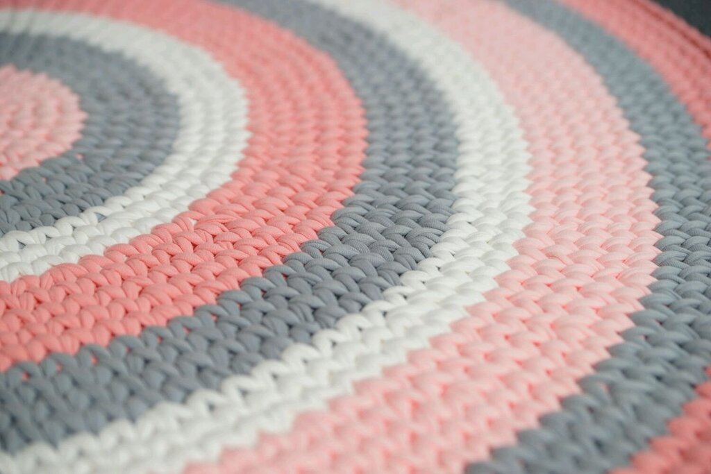 A rug made of knitted yarn