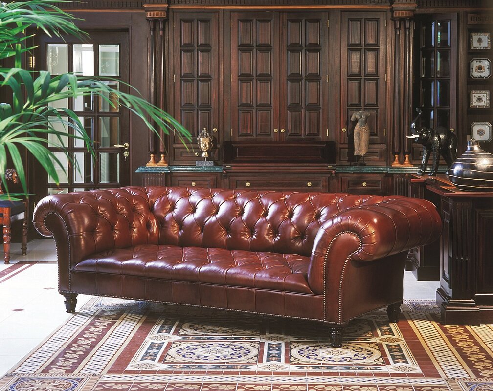 Leather sofa in English style