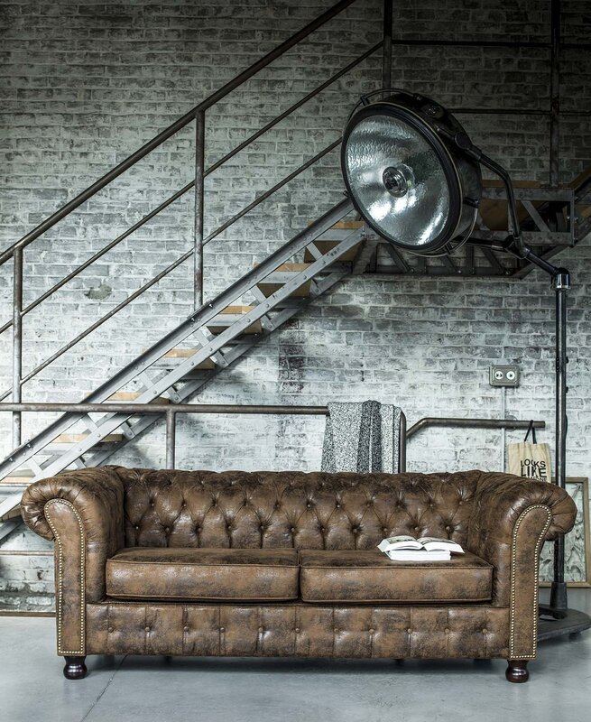 Leather sofa in loft style