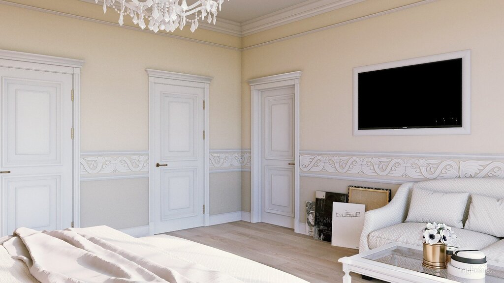 Painted walls with moldings