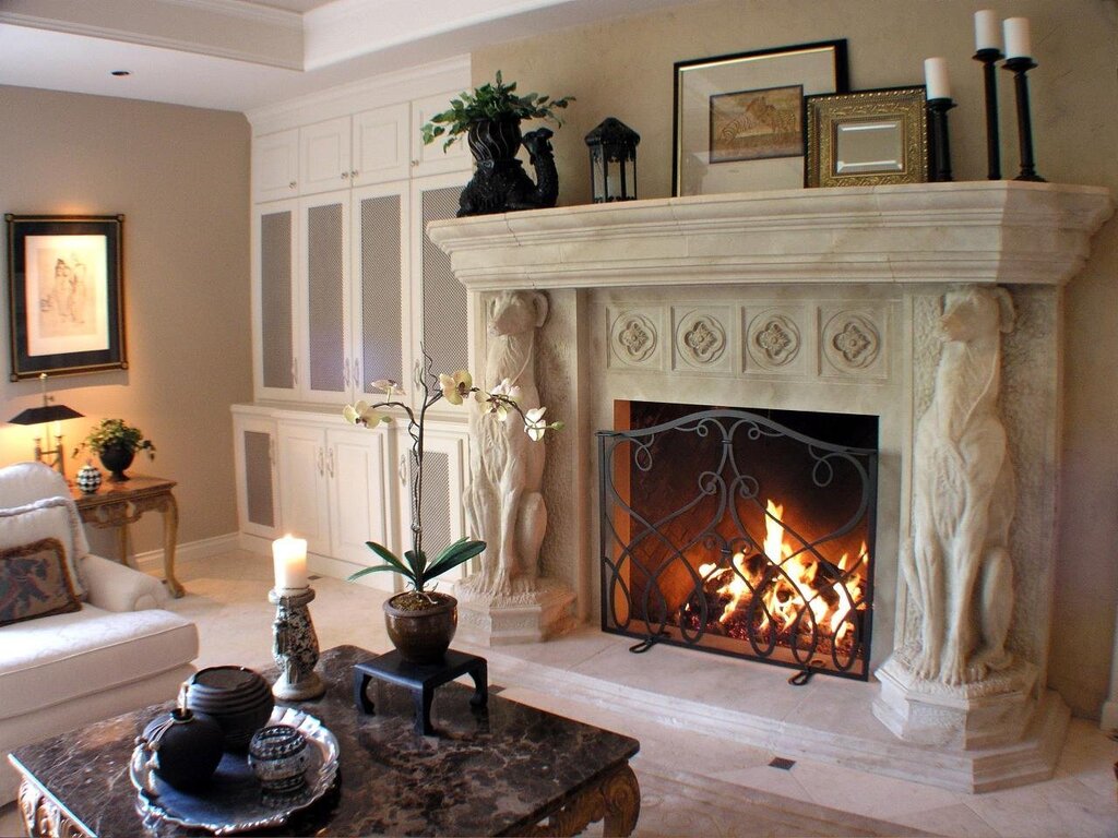 Beautiful fireplaces in the interior