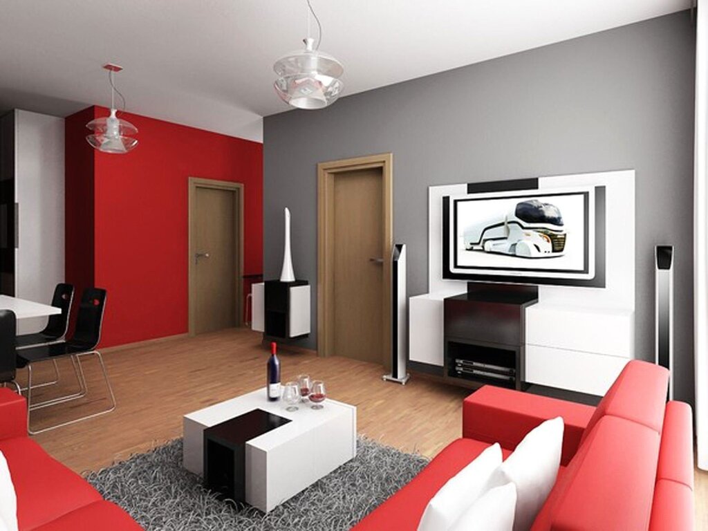 Red living room