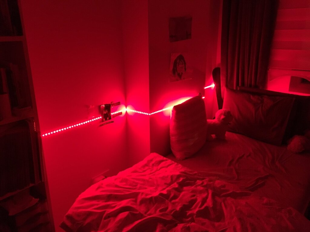 The red lamp in the room