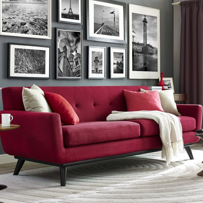 Red furniture in the interior