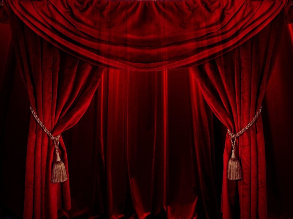 Red velvet curtains