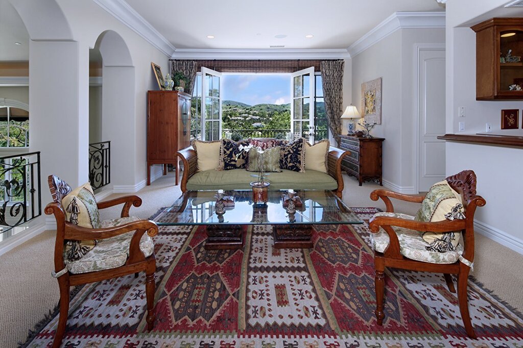 A red carpet in a modern interior