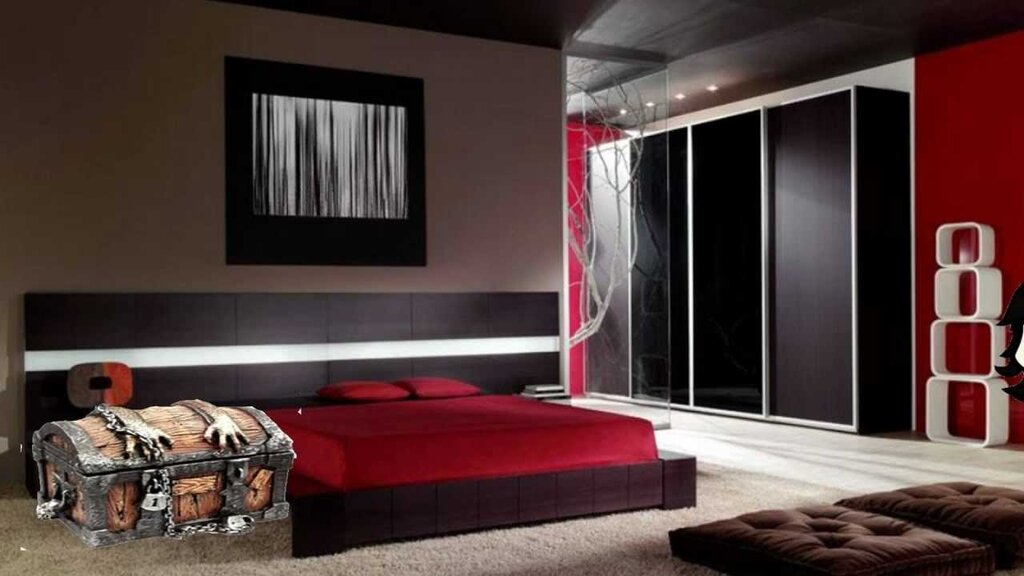 Red and black bedroom