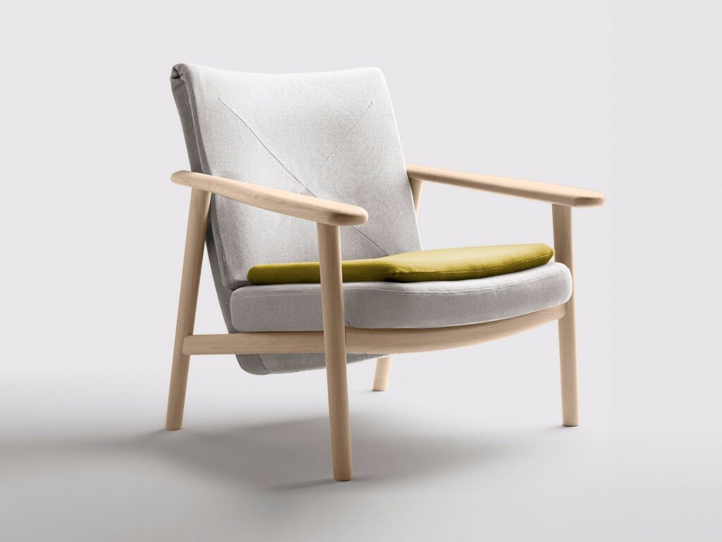 Armchair with wooden legs