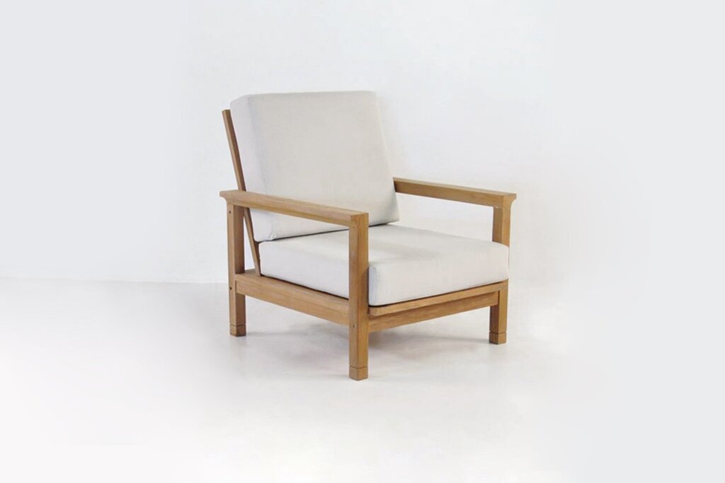 Armchair with wooden armrests