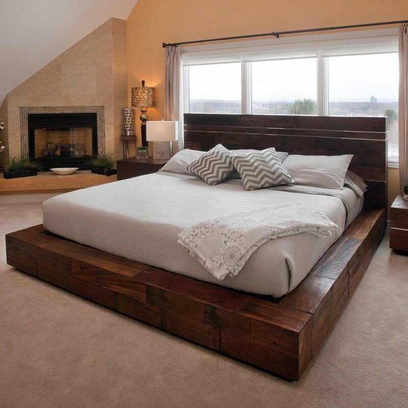 Solid wood bed