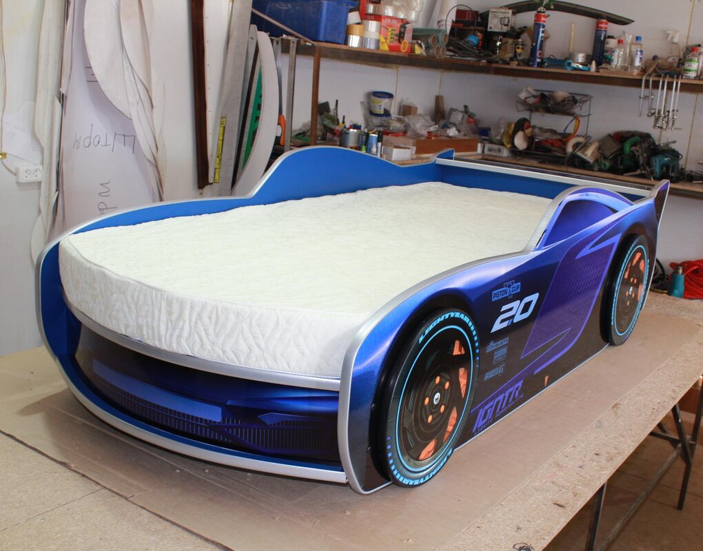 Car-shaped bed for a boy